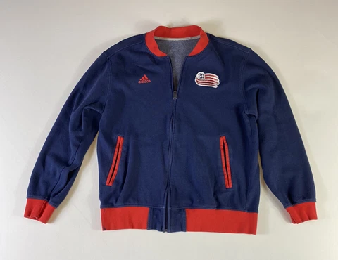 New England Revolution Mens M MLS Soccer Track Jacket Full Zip Adidas Practice Cover