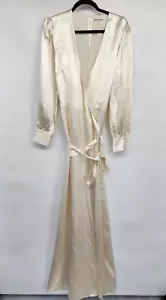 Defect Reformation Rya Long-sleeve Silk Wrap Maxi Dress Gown Sz XL Ivory #1J502 - Picture 1 of 14