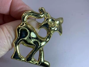 Cat Vintage Gold Pin Brooch V-3094# - Picture 1 of 3