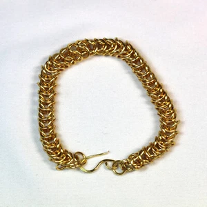 Gold Chain Maille Bracelet - Box Chain- 7.25" - Picture 1 of 3