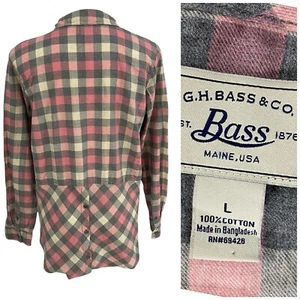 Camisa GH Bass Mujer Grande Rosa Abotonada Cabaña Granja Rancho Trabajo Top Acogedor Invierno - Imagen 1 de 13