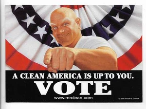 PATRIOTIC MR CLEAN SAYS ~A CLEAN AMERICA IS UP TO YOU,VOTE - Picture 1 of 2