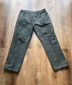 Vintage 90s Phat Farm Denim Jeans Size 40x34 Hip Hop Baggy Carpenter Black - Picture 1 of 9