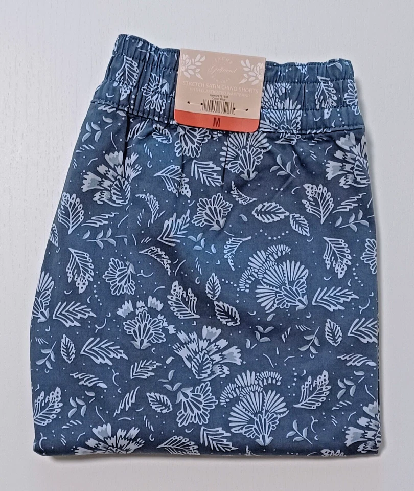 Jachs Girlfriend Women's Chino Shorts Stretch Satin Blue M