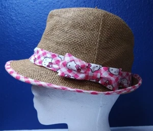 Hello Kitty S/M Hat by Sanrio 2012 21" Circumference Fedora Bucket Hat Straw - Picture 1 of 6