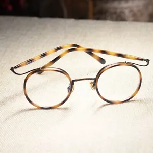 Vintage Round Tortoise Eyeglasses mens round Glasses frame gold tortoise eyewear - Picture 1 of 7