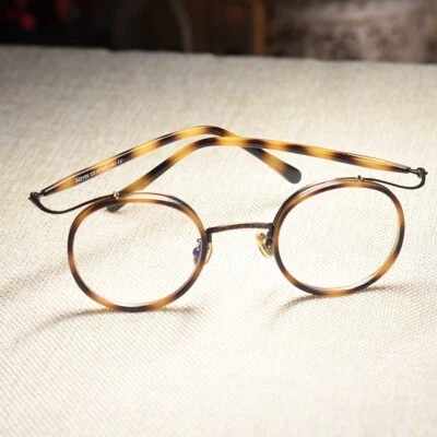 Vintage Round Tortoise Eyeglasses mens round Glasses frame gold tortoise eyewear - Image 1 of 4