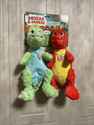 "Juego de 2 Bow Wow Pet - Chirrido sin relleno-A-Saurus-Juguete para perro chirriante 11""" Foto 1 de 4