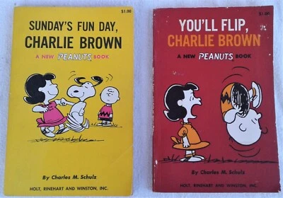 2 PEANUTS FIRST EDITION COMIC STRIP COLLECTIONS "YOU'LL FLIP" "SUNDAY'S FUN DAY" Foto 1 de 4