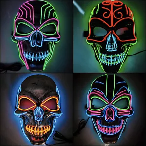 LED Schädel Säuberungsmaske Beleuchtung Kostüm Rave Cosplay Party 3 Modi Halloween - Bild 1 von 15