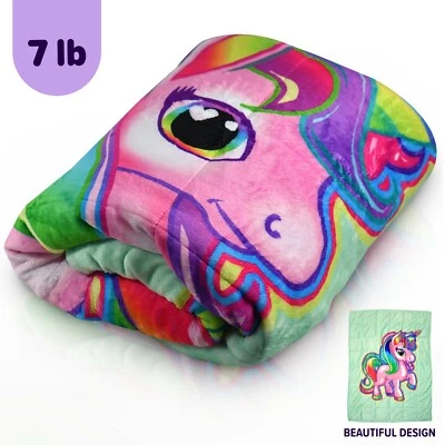 Bell + Howell Kids Unicorn & Car Weighted Blanket For Calmer Deeper Sleep! NEW - Image 1 of 4