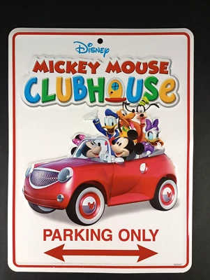 DISNEY MICKEY MOUSE CASA CLUB SOLO ESTACIONAMIENTO LETRERO DE HOJALATA - 8" X 11" Foto 1 de 4