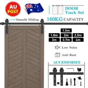 Sliding Barn Door Hardware 1.83/2/2.44/3/3.66/4M Track Set Roller Kit Reliable - Picture 1 of 21