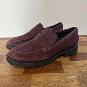 Cole Haan Geneva Damen-Loafer 8,5 burgunderrot Plateau Slipper weinrot Wildleder neu ohne Etikett - Bild 1 von 10