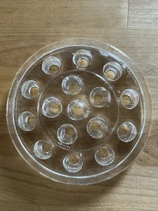 Vintage Large 16 Hole Clear Glass FLOWER FROG Floral Arrangements-5X5" - Picture 1 of 3