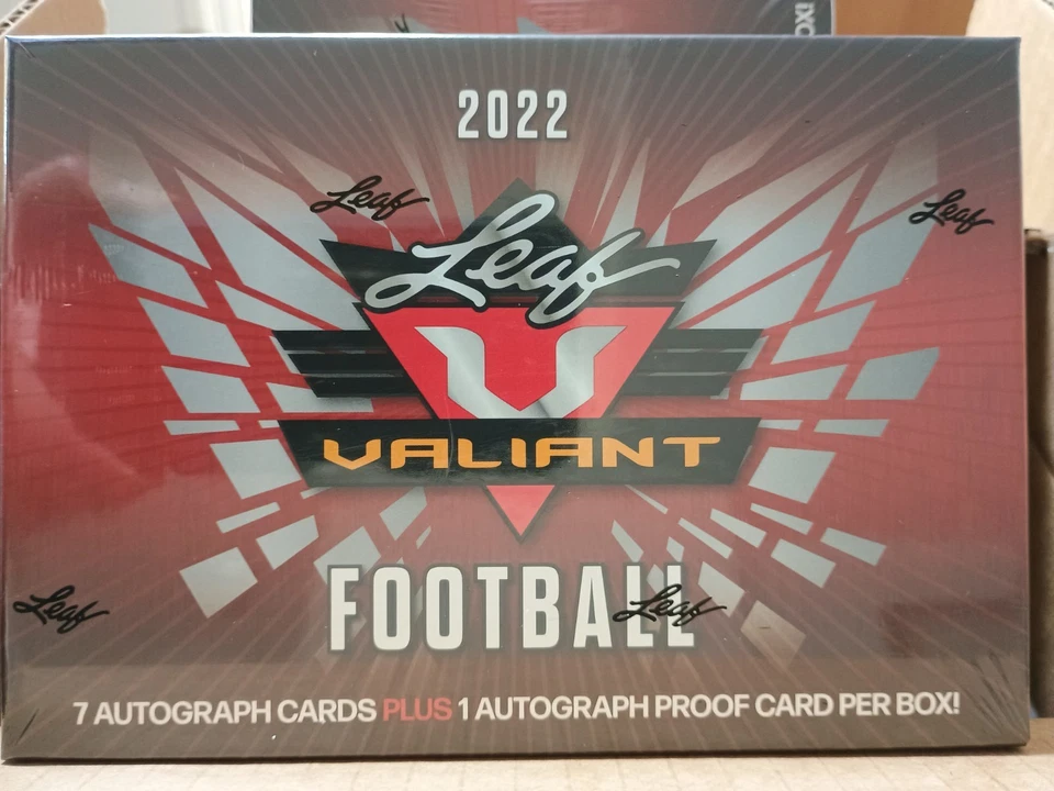 2022 Leaf VALIANT Football Factory Sealed HOBBY BOX (8 AUTOS per box!) - Image 1 of 1