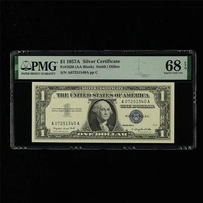 1957A Silver Certificate 1 Dollar Fr#1620 PMG 68 EPQ Superb Gem UNC - Image 1 of 4