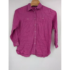 Ralph Lauren Damenhemd rosa Leinen Button Down Langarm Rollriegel Gr. XL - Bild 1 von 3