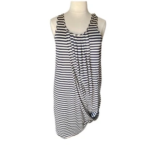 VTG Jean Paul Gaultier for Target XL Draped Navy Cream Striped Swing Sash Dress - Picture 1 of 7