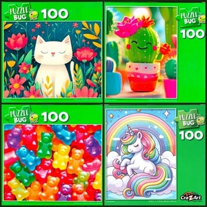 Lot of 4 Puzzlebug CraZart Jigsaw Puzzles 100 Piece Small Pieces NEW - Picture 1 of 5