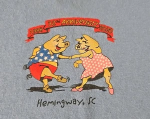 32nd Annual Hemingway SC BBQ & Shag Festival Small T-shirt Blue Pigs Dancing - Picture 1 of 8