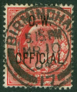 SG O37. 1902-03. 1d scarlet 0.W. official. Fine used with a Birmingham CDS... - Picture 1 of 2