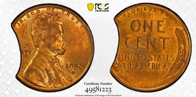 1956 D 15% Clipped Error Lincoln Wheat Cent PCGS MS 64 RB - Image 1 of 4