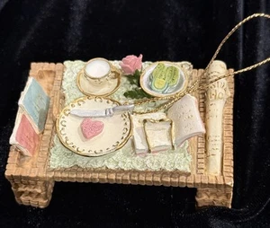 Vintage Completely Set Breakfast in Bed Tray Ornament 3x2.75x1” - Picture 1 of 6