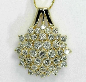 2 CT Round Cut Lab Created Diamond Cluster Pendant In 14K Yellow Gold Plated - Picture 1 of 4
