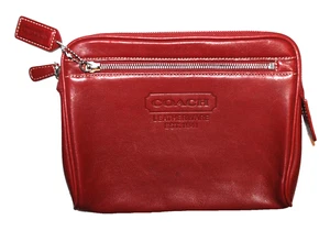 Y2K Coach Leatherware Handtasche schmale Clutch Tasche umlaufender Reißverschluss rot Leder 1990er D04S - Bild 1 von 15