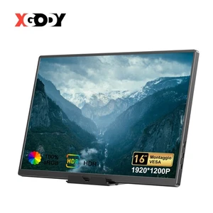 XGODY 16" Portable Monitor 300 cd/m² Screen USB C Display HDMI 1920*1080 1000:1 - Picture 1 of 12