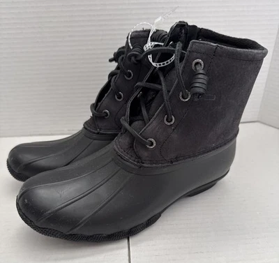 Botas Sperry Top Sider Pato de Agua Salada Negras para Mujer Talla 6.5 Negras Foto 1 de 4