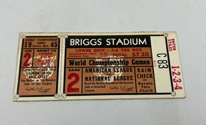 1945 World Series Ticket Detroit Tigers vs Chicago Cubs Briggs Stadium Game 2 - Bild 1 von 2