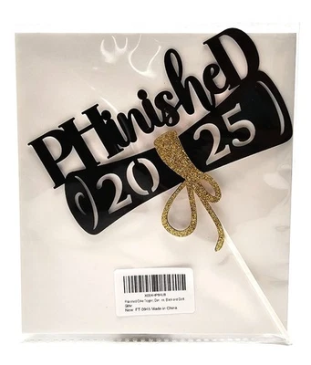 Phinished Cake Topper, Congrats PHD/Doctor 2025 黑金闪光 — 第 1/3 张图片
