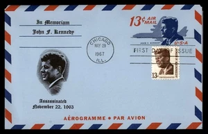Mayfairstamps US FDC 1967 John F Kennedy Aerogramme First Day Cover aau_09973 - Picture 1 of 2