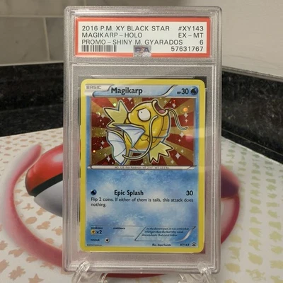 2016 Pokemon XY Black Star Promo Shiny Mega Gyarados #XY143 Magikarp Holo PSA 6 - Image 1 of 4