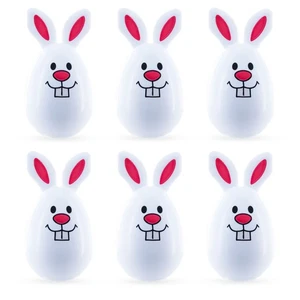 Set of 6 White Bunny Plastic Easter Eggs - Picture 1 of 3