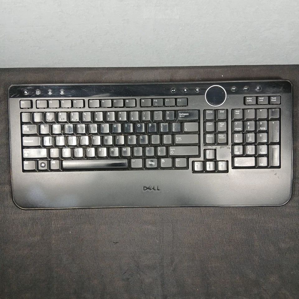 Dell Wireless Slim Black Multimedia Keyboard w/Volume Play Calc M756C Y-RBP-DEL4 - Image 1 of 4