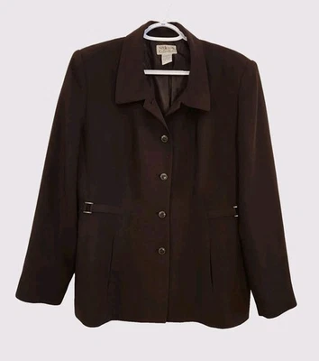 Blazer Mujer Talla 12 Chocolate Estilo & Co Coleccionar Forrado Hombros Acolchados Oficina Foto 1 de 4