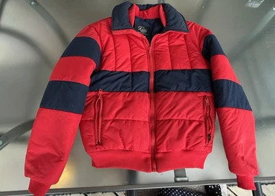 Chaqueta de esquí Roffe vintage WW2004 MN PAUL roja azul marino acolchada mediana hecha en EE. UU. años 80 90 Foto 1 de 4