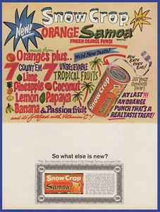 De colección 1963 COSECHA DE NIEVE naranja Samoa congelado ponche fruta bebida estampado anuncio años 60 - Imagen 1 de 1