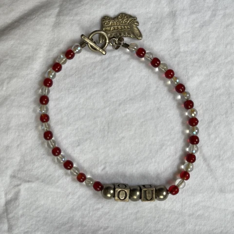 Oklahoma Sooners Football Red Beaded Bracelet OU Boomer Sooner Sterling Silver Cover