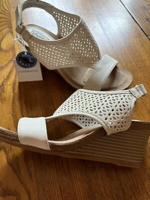 Sandalias Croft & Barrow Ortholite Wedge Bone para mujer talla 8 anchas nuevas con etiquetas Foto 1 de 4