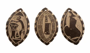 Set Of 3 Tokens Abbia Set Society Of Cameroon Ewondo Beti Art African 17194 - Picture 1 of 3