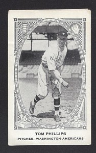 1922 Neilson's Chocolate, Tom Phillips, Washington Vintage Baseball, Card Type 2