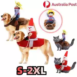 Dog Clothes Puppy Cat Riding Horse Costumes Pet Outfit Xmas Halloween Party AU - Picture 1 of 18