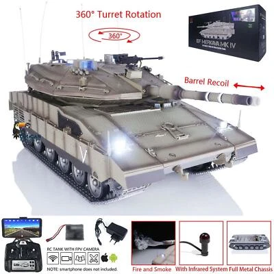 Henglong Metal Chassis 1/16 7.1 IR RC Tank 3958 IDF Merkava MK IV Laser FPV Smog - Image 1 of 4