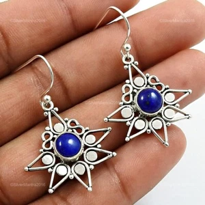 Lapislázuli Piedra Plata de Ley Boda Colgante Garganta Chakra Pendientes Joyería - Imagen 1 de 8