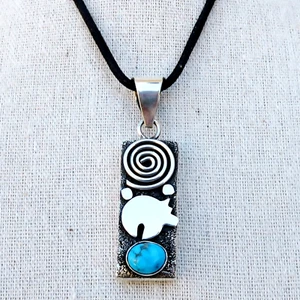 Ciondolo Navajo/Zuni-Argento Sterling e Turchese Spirale/Spirito-Alex Sanchez - Foto 1 di 5