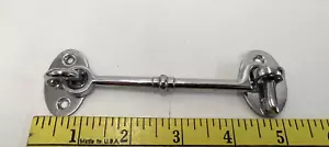 5.25" Chrome Hook And Eye Cabin Door Latch Solid Brass New-Old-Stock - Picture 1 of 4